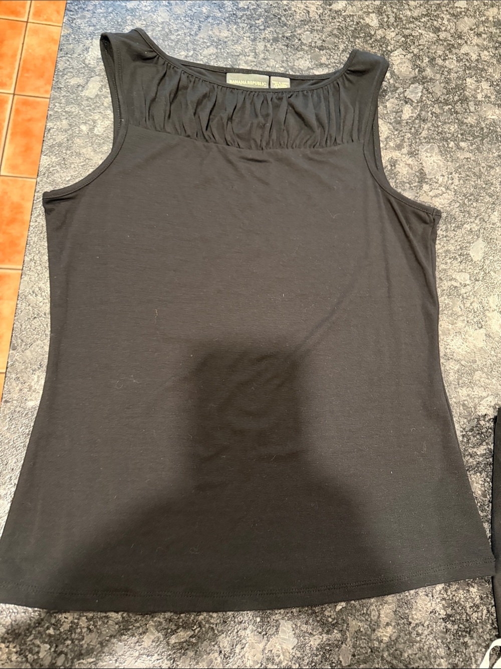 Banana Republic Black Sleeveless Gathered Yoke Tank